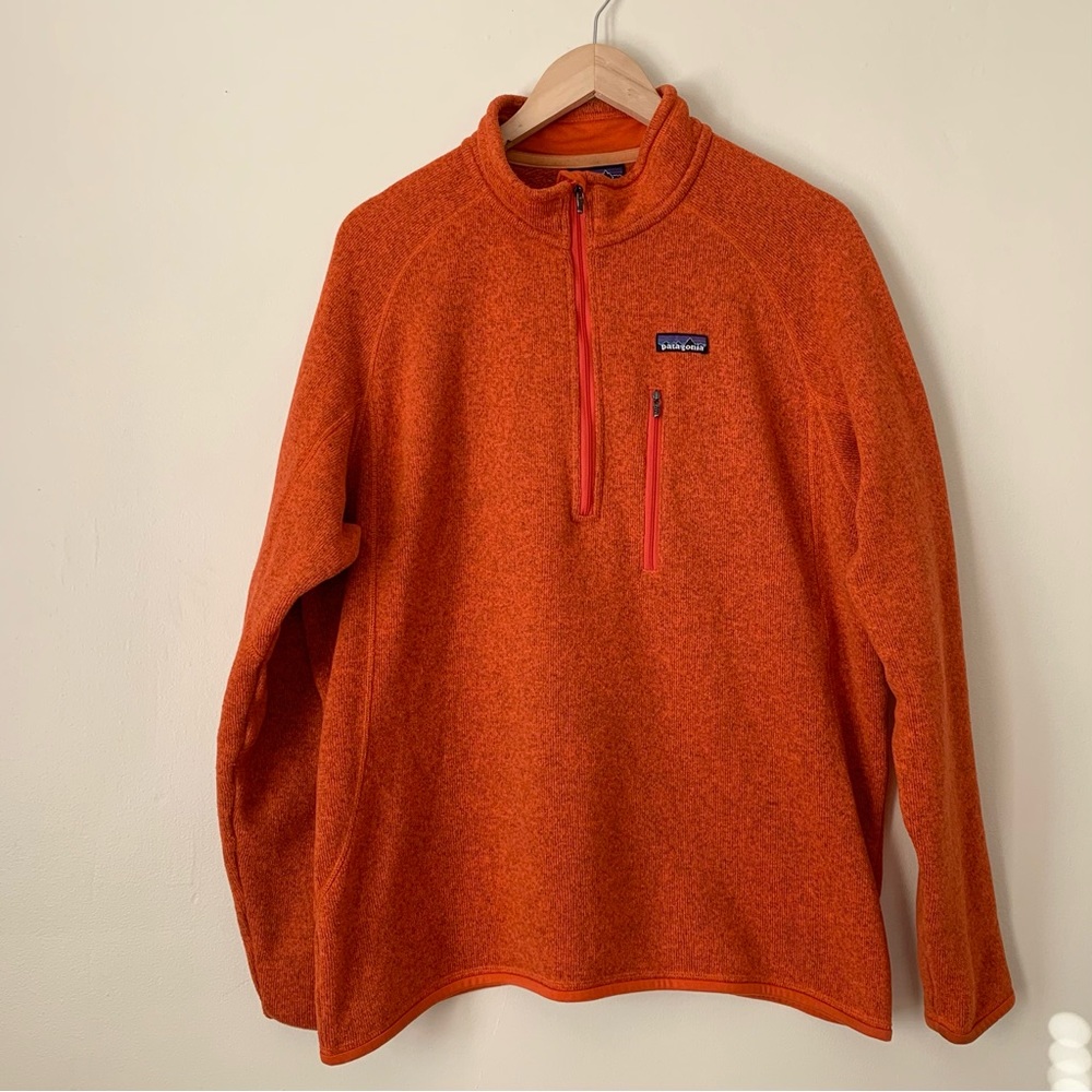 Patagonia Burnt Orange Marled Better Sweater Fleece Jacket 1/4 Zip Size XL